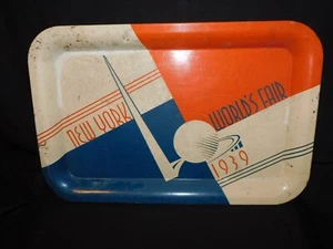1939 NEW YORK WORLD'S FAIR METAL TRAY TRYLON AND PERISPHERE ( 11 5/8" X 17 5/8) - Picture 1 of 3
