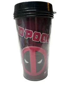Marvel Deadpool Travel Mug Plastic Cup Black Lid Red Slider 16 oz - Picture 1 of 6