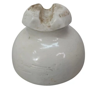 Antiguo aislador de cerámica de colección blanco de colección 4"x5" - Imagen 1 de 10