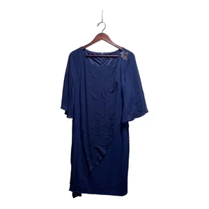 SLNY Precioso vestido azul con hermoso broche en el hombro izquierdo.  Talla 18 - Imagen 1 de 6