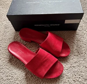 KONSTANTIN STARKE Pantolette Sandale flach rot Wildleder 39 - Bild 1 von 4
