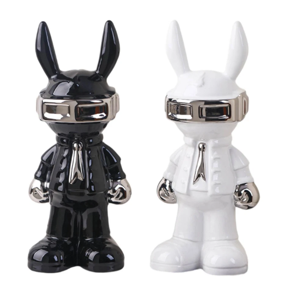 Ornamento da collezione con statuetta coniglietto astronauta per libreria da - Immagine 1 di 1