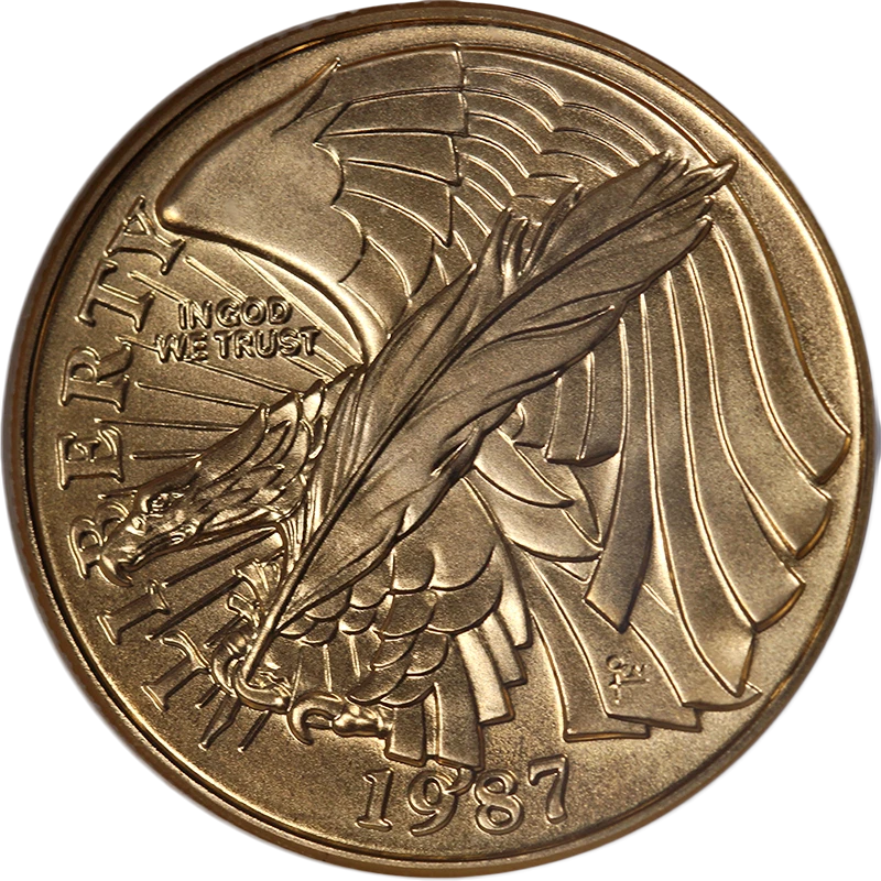 1987-W Constitution Commemorative Gold $5 NGC MS70 - STOCK - Image 1 of 4
