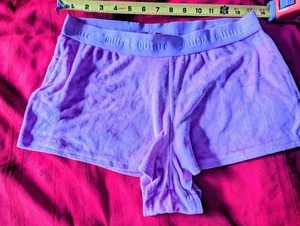Juicy Couture Velour Shorts Pink Bling Logo girls M sexy sleep pj french cut  hi - Picture 1 of 3