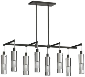 Kovacs P1598 Grid 3 8 Light 36"W Linear Chandelier - Coal / Brushed Nickel - Picture 1 of 1