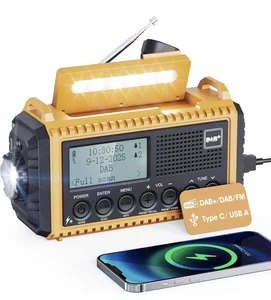 DAB Aufziehradio Solarbetrieben SOS Alarm 5000 mAh Handkurbel USB Ladegerät - Bild 1 von 7