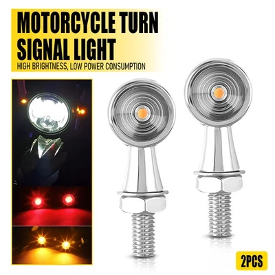 Mini señal de bala LED cromada para motocicleta freno de giro ámbar + luz intermitente roja * 2 Foto 1 de 4