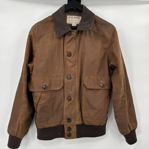 Filson Ranger Oil Cloth Waxed Bomber Jacket W/ Wool Trim Size M Lightweight - Picture 1 of 23