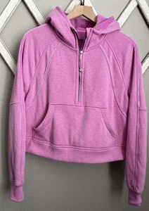 Sudadera con capucha corta de felpa Lululemon para mujer M/L buceo de gran tamaño media cremallera - rosa - Imagen 1 de 10