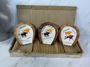 Vintage AT THE POST von Swank Pferderennen Hufeisen Aschenbecher 3er Set in Box ~ RAR - Bild 1 von 17