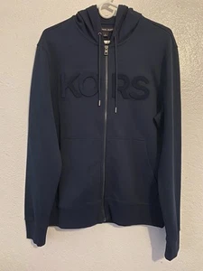 Michael Kors Midnight Blue Logo Zip Hoodie Men's Size Small CF452895MF - Picture 1 of 2