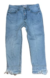 Thom Browne New York Womens Denim Jeans Frayed Cropped Logo Size 2 - Picture 1 of 12