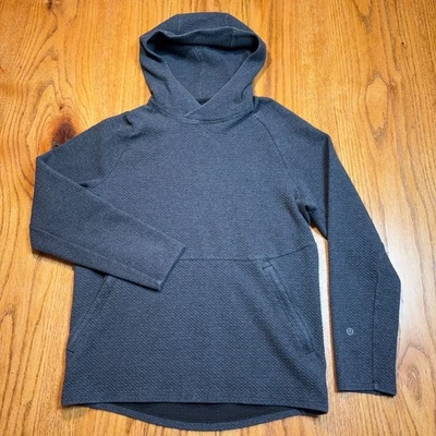 Lululemon At Ease Hoodie Mens Small Gray Textured Double-Knit Cotton Knit Yoga - Image 1 of 4