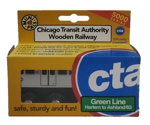 Tren de metro de madera Munipals MP0311GN Chicago CTA línea verde Harlem Ashland - Imagen 1 de 14