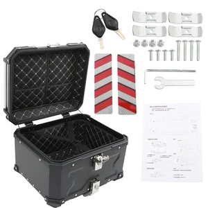 55L Motorcycle Top Case Tail Box Waterproof Luggage Scooter Trunk Storage Black - Picture 1 of 16