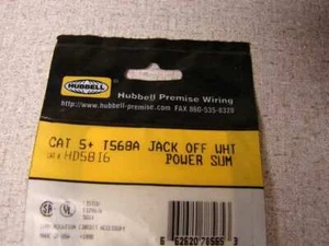 Hubbell CAT 5+ T568A jack office white power sum HD58I6 - Picture 1 of 3