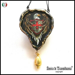 talismano templare gioiello massonico massoneria amuleto pendente aquila croce - Foto 1 di 24