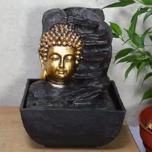 Indoor Buddha Head Water Fountain Cascade Feature Waterfall Ornament with Light - Picture 1 of 1