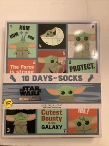 Star Wars Mandalorian Baby Yoda Kids 10 Days of Socks Advent Calendar 2T-4T New - Picture 1 of 2