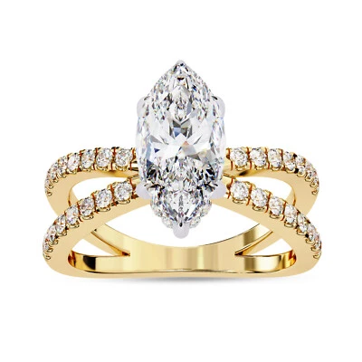 1.85 Ctw Lab Grown Diamond Criss Cross Solitaire Engagement Ring 14K Gold - Image 1 of 4