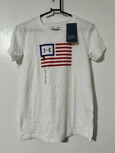 Under Armour NWT T-Shirt Womens XS Freedom Loose Fit Short Sleeve White - Picture 1 of 3