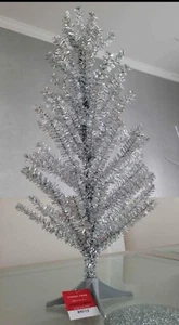 24-Inch Silver Tinsel Christmas Tree - Sparkling Mini Holiday Decor - Picture 1 of 6