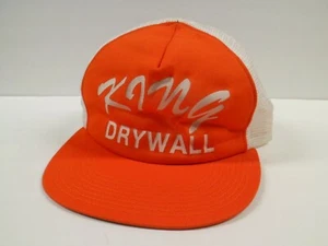 Vtg King Drywall Hat Cap Trucker Snapback Orange Made USA - READ DESCRIPTION - Picture 1 of 12