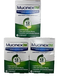 LOT OF 3 Mucinex DM 12 Hour Expectorant & Cough Suppressant 60 Tablets EXP 2026+ - Picture 1 of 1