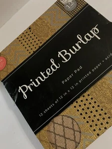 PRINTED BURLAP Paper PAD 12 Sheets NEW Textured Acid Free CRAFTING 12"x12" - Picture 1 of 1