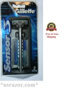 *Navaja Gillette Sensor3 mango de metal 2 cartuchos ajuste sensor 3 afeitadora Excel  - Imagen 1 de 4
