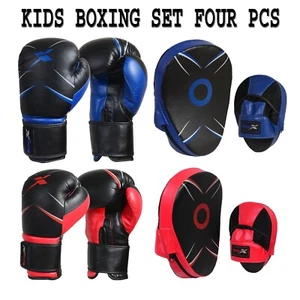 Kids Boxing Sparring Gloves UFC MMA Focus Pads Fighter Training Kids Gloves Set - Picture 1 of 8