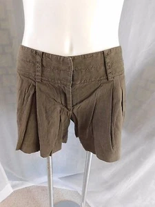 DKNY Donna Karen Solid Brown Pleat Front Linen Blend Casual Shorts - Size 4 - Picture 1 of 4