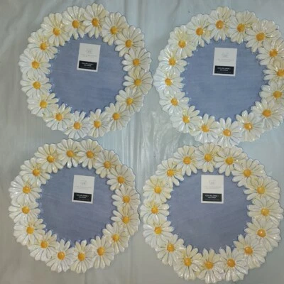 Farmhouse Rachel Ashwell 4 Dinner 10.5”Plates Melamine Flowers Daisy Daisies