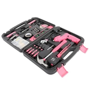 Juego de herramientas para el hogar 149 piezas hierro general hogar con caja de almacenamiento portátil rosa - Imagen 1 de 9