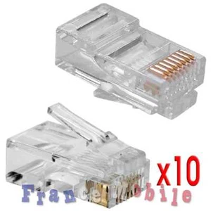 LOT 10 CONNECTEURS RJ45 / RJ-45 RESEAU CAT 5 5e NEUVE - Bild 1 von 1