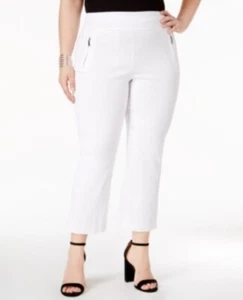 INC International Concepts Plus Size Zip-Pocket Capri Pants 24W, White #2368 - Picture 1 of 4