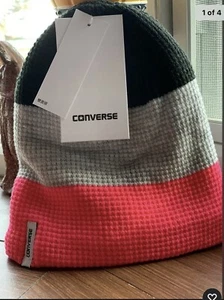 Converse Youth Headwear - Tr Beanie - Color Black/Gray/Pink - Size 7/16- NEW - Picture 1 of 3