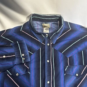 Vintage Express Riders Snap Button Shirt Men 2XL Western Canvas Color Striped - Picture 1 of 6