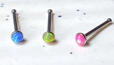 Juego de 1 pieza de ópalo anillo nariz hueso 316L acero quirúrgico joyería corporal Foto 1 de 4