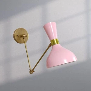 1950's Mid Century Handmade Brass Italian Diabolo Wall Sconce Light Fixture - Picture 1 of 9