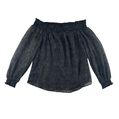 Блузка женская White House Black Market S черная в горошек с подкладкой через плечо - Изображение 1 из 4