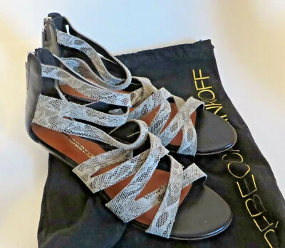 Сандалии на каблуке Rebecca Minkoff с ремешками кожа на молнии с анималистическим принтом мешок для пыли 6,5 М - Изображение 1 из 4