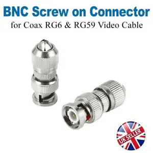 BNC Screw Twist on Connector Adapter Plug for Coaxial RG6&59 CCTV Camera Cable - Picture 1 of 10