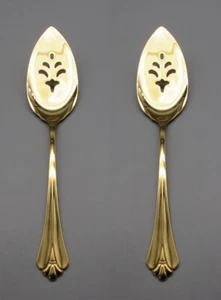SET OF TWO Oneida Gold Plated GOLDEN ROYAL FLUTE Dessert Servers/ Servalls - Picture 1 of 3