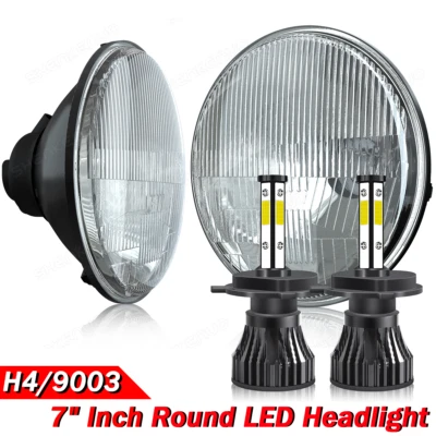 For Mercedes Benz 240D 300D 220D 300TD 280 7" Inch Round LED Headlights Hi/Lo H4 - Image 1 of 4