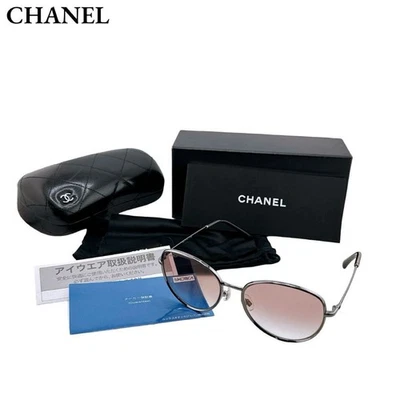 Gafas de sol Chanel 2182-S Coco Mark cadena Gunmetal plata ovaladas Italia Foto 1 de 4