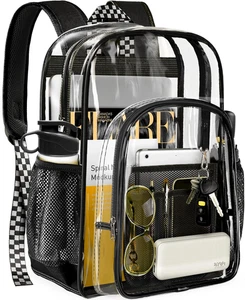 Clear Backpack Transparent Heavy Duty School PVC Bookbag See through Bag Boys an - Picture 1 of 12