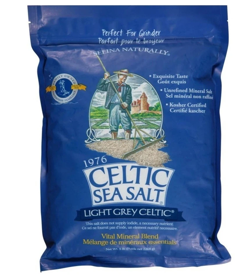 CELTIC SEA SALT LIGHT GREY COARSE MOIST HAND HARVESTED PERFECT MINERALS 5LB NEW - Image 1 of 1