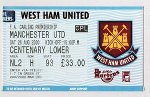 West Ham United v Manchester United 2000-2001 Premier League Ticket 26/08/2000 - Picture 1 of 2
