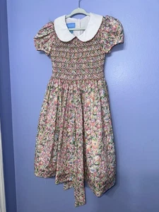 ANAVINI GIRLS HAND SMOCKED KNEE LENGTH DRESS NWOT SIZE 6X 100% COTTON - Picture 1 of 5